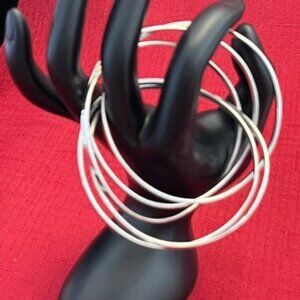 Vintage Bangle Bracelet Five Intertwined Wavy Silver Tone 2.5" Diameter Rings
